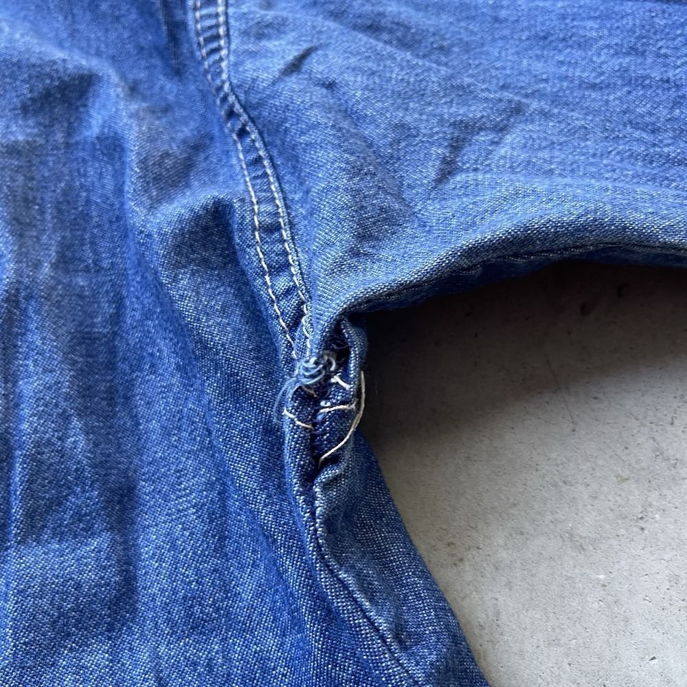 Polo Ralph Lauren Shirt Blue 80s Vintage Denim Button Down Large Made In USA - Picture 7 of 7
